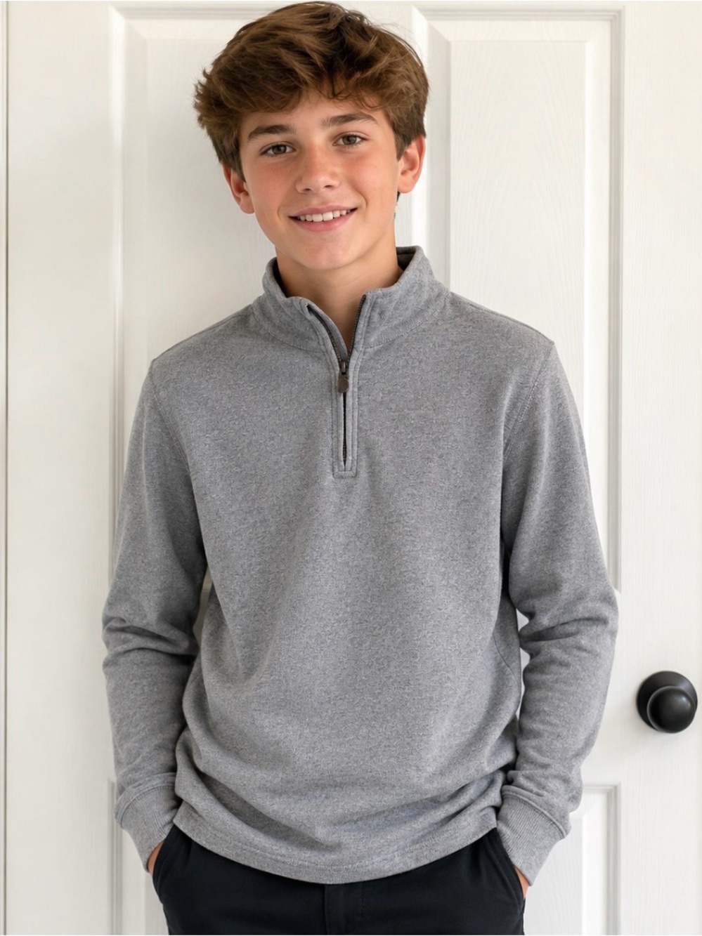 Crewcuts Heather Gray Pullover with Anchor Tag